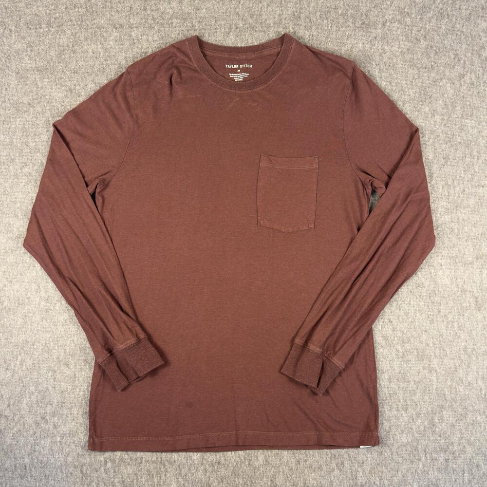Taylor Stitch Shirt Mens Small Brown Long Sleeve Pocket Hemp Organic Cotton